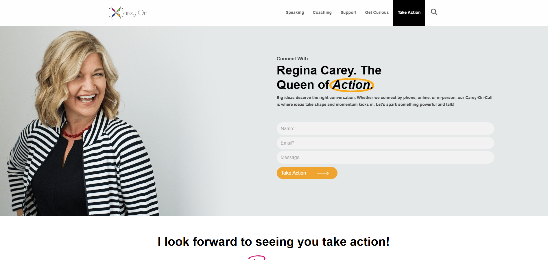 queen of action, regina carey website, regina carey